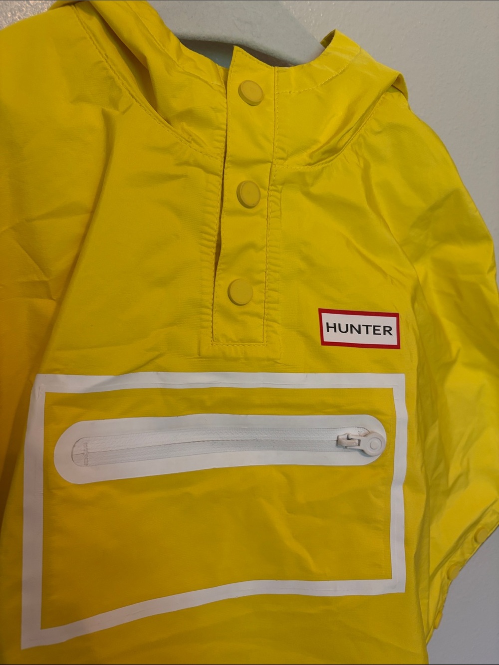 Hunter Kids Yellow Hooded Rain Top with Front Zip Pocket